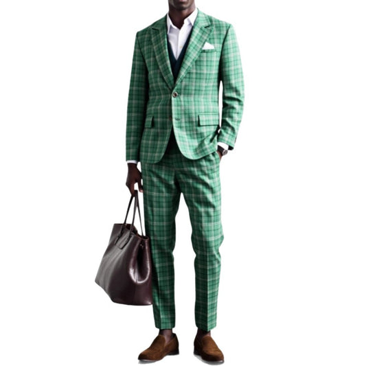 Mens Double-breasted Suit Jacket And Pants Set
