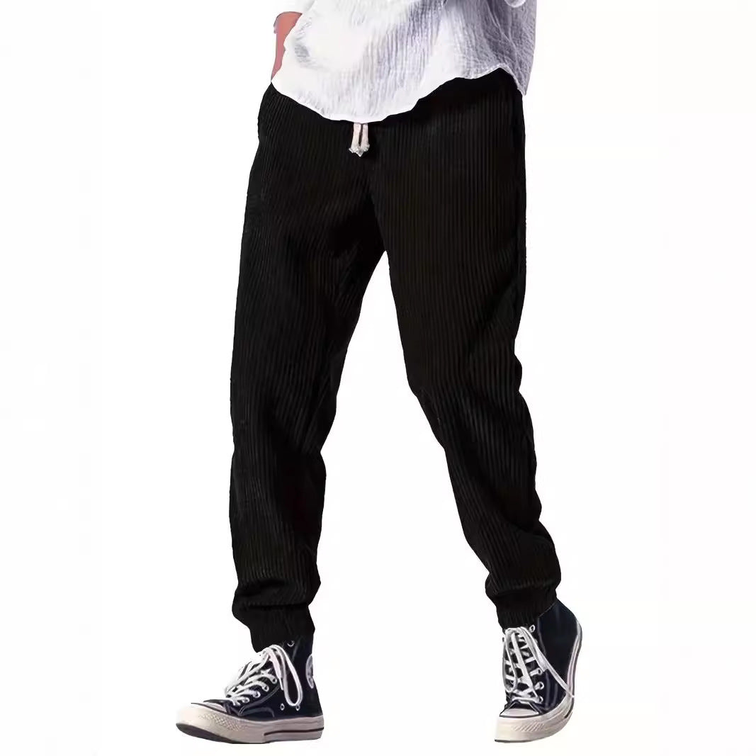 Mens Thickened Waffle-Weave Sporty Casual Pants For Fall Winter