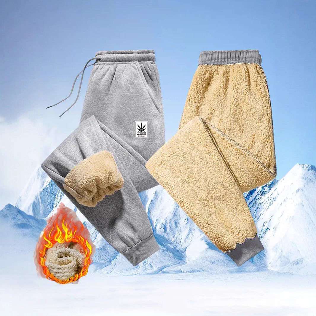 Mens Fleece-Lined Winter Jogger Pants With Drawstring Waist