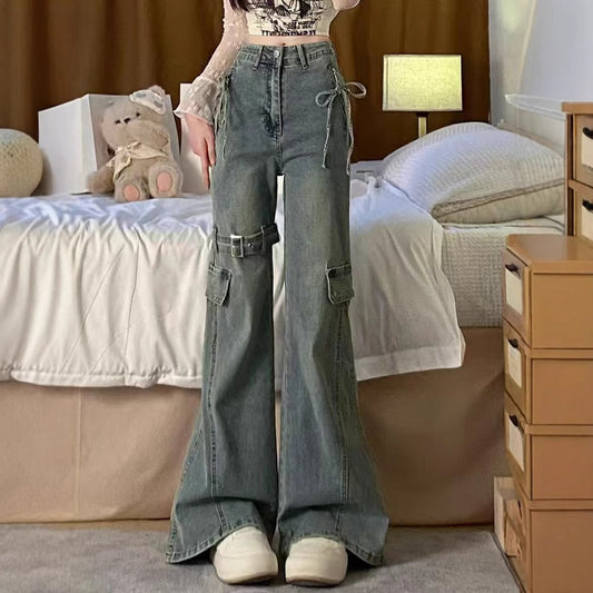 Womens Retro Flared Denim Jeans