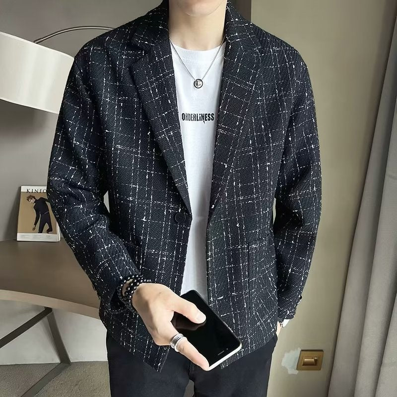 Mens Avant-garde Plaid Blazer