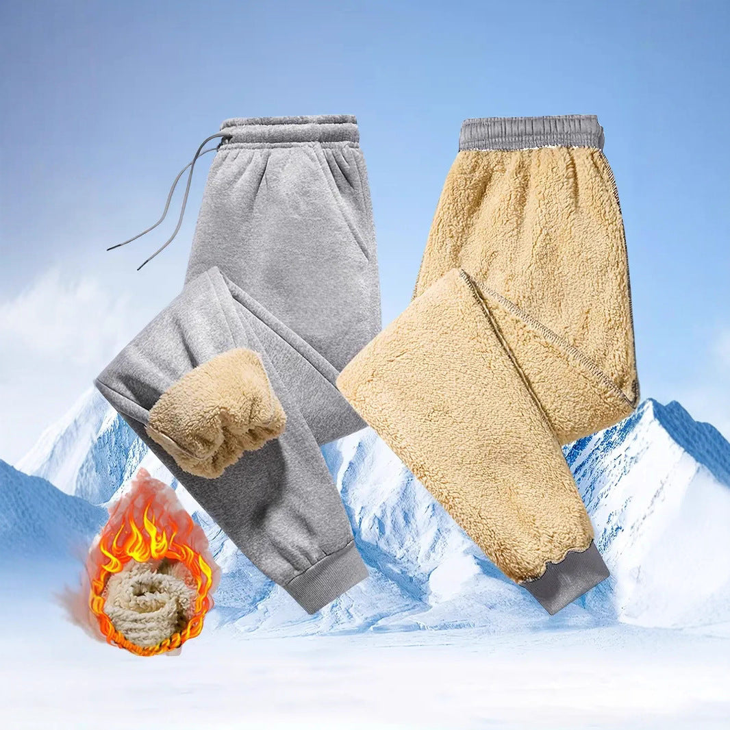 Mens Fleece-Lined Winter Jogger Pants With Drawstring Waist
